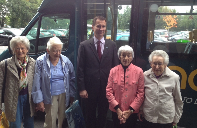 Jeremy Hunt MP for South West Surrey with hoppa customers