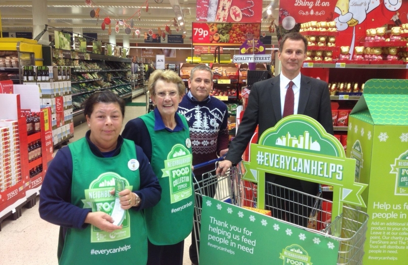 Jeremy hunt, food bank, Haslemere Tesco