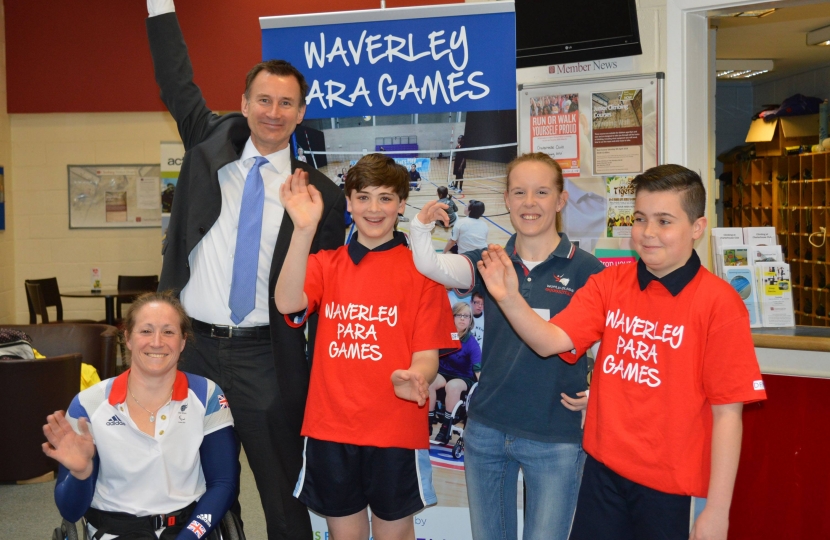 Jeremy Hunt, Rachel Morris MBE and Erin Orford; International Para Dressage Rider with Children at the 2016 Games