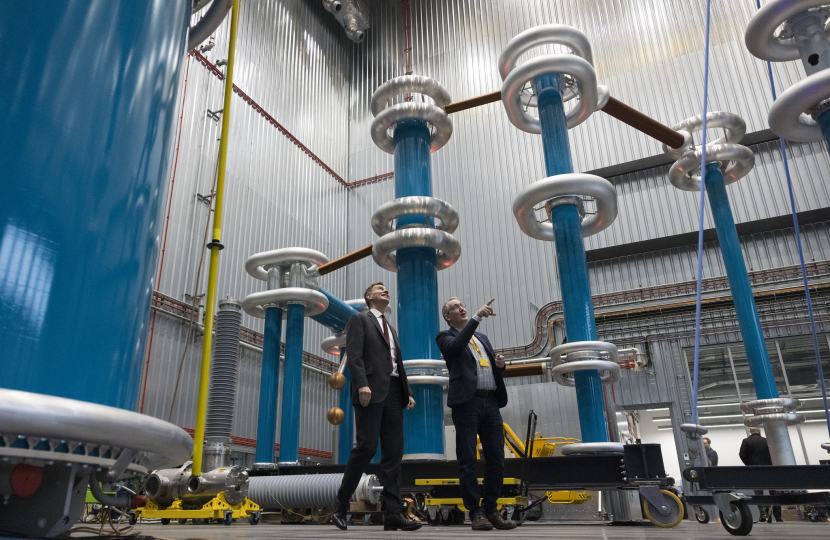 The Chancellor visit the High Voltage Lab at University of Manchester.