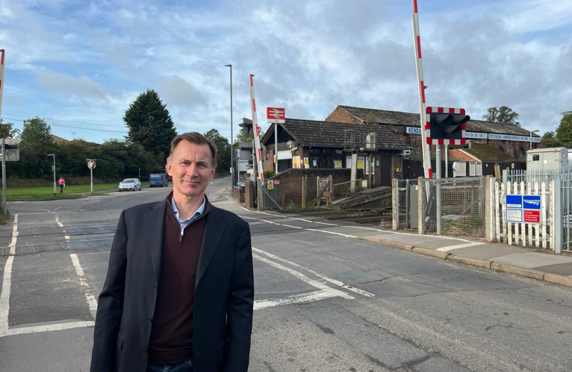 Jeremy Hunt MP outside Ash station.