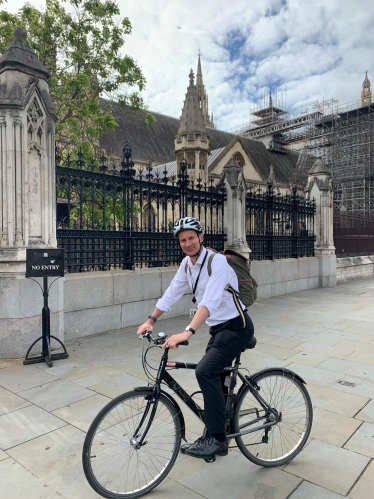 Jeremy cycling to work