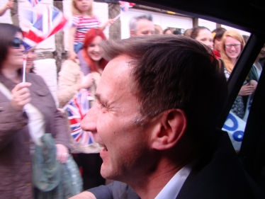 Jeremy greets the crowds in Godalming