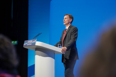 Chancellor Jeremy Hunt speaking at Conservative Party Conference 2023.