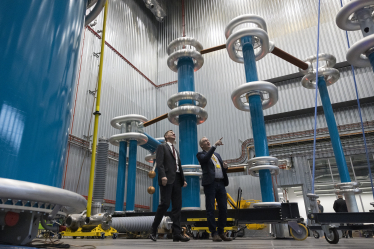 The Chancellor visit the High Voltage Lab at University of Manchester.