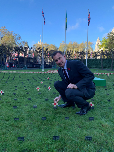 Jeremy Hunt MP on laying poppy in Westminster. 